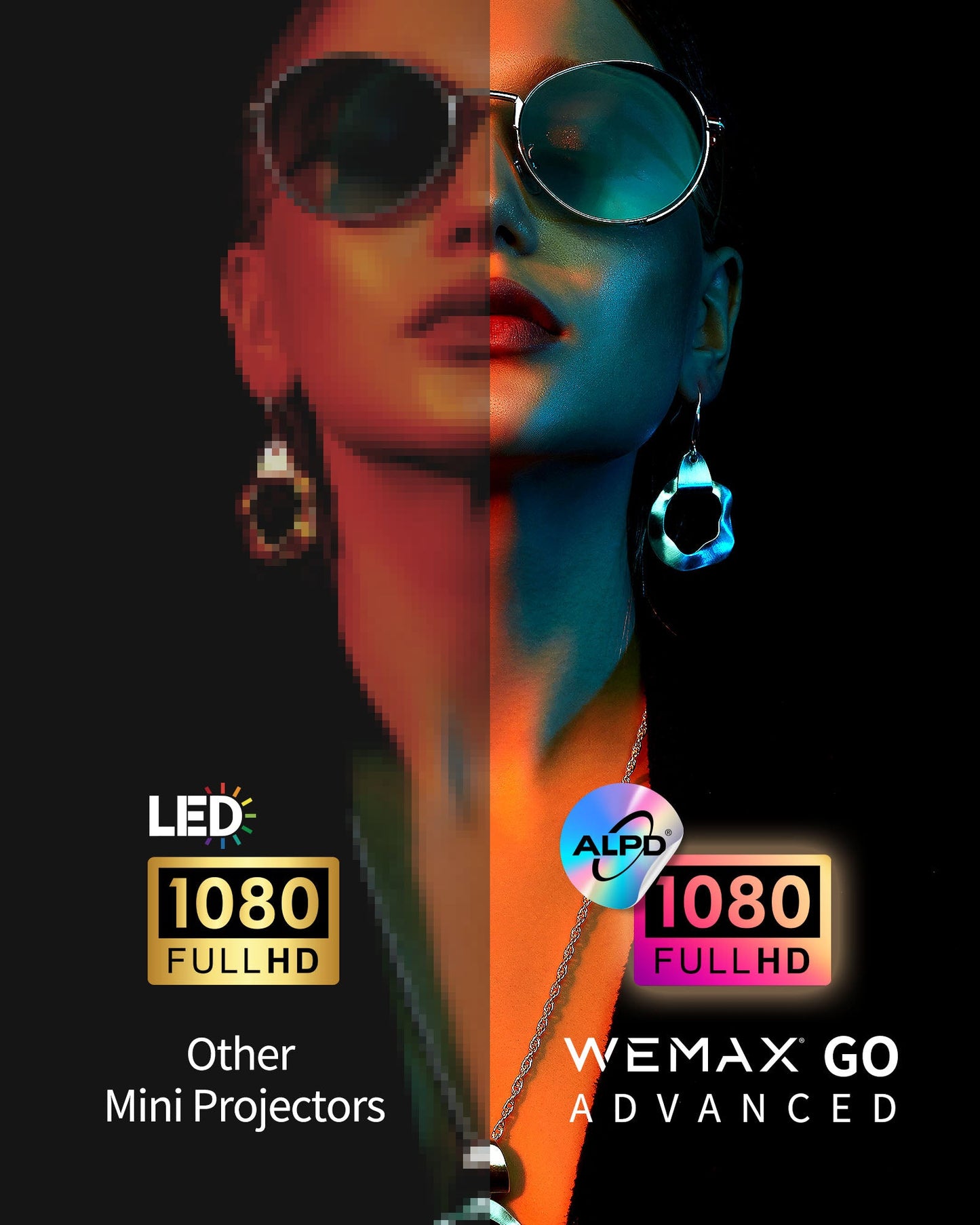 Projecteur laser portable avancé WEMAX Go, mini trépied et écran rétractable de 40"