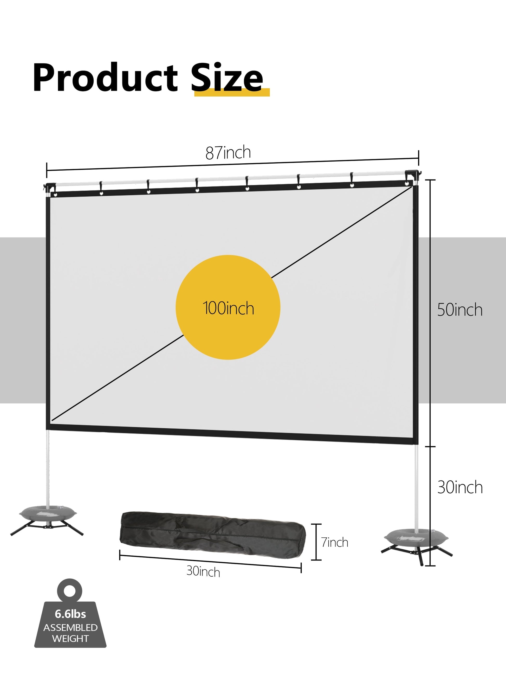 120 Inch Portable Projector Screen with Stand